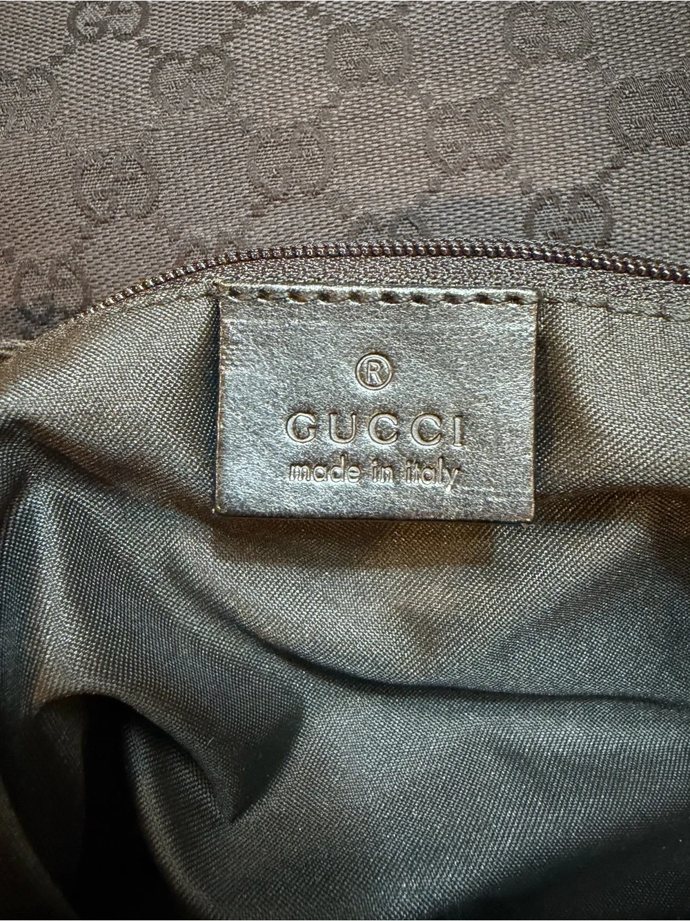 Gucci Black GG Canvas Backpack with Front Zip Pockets